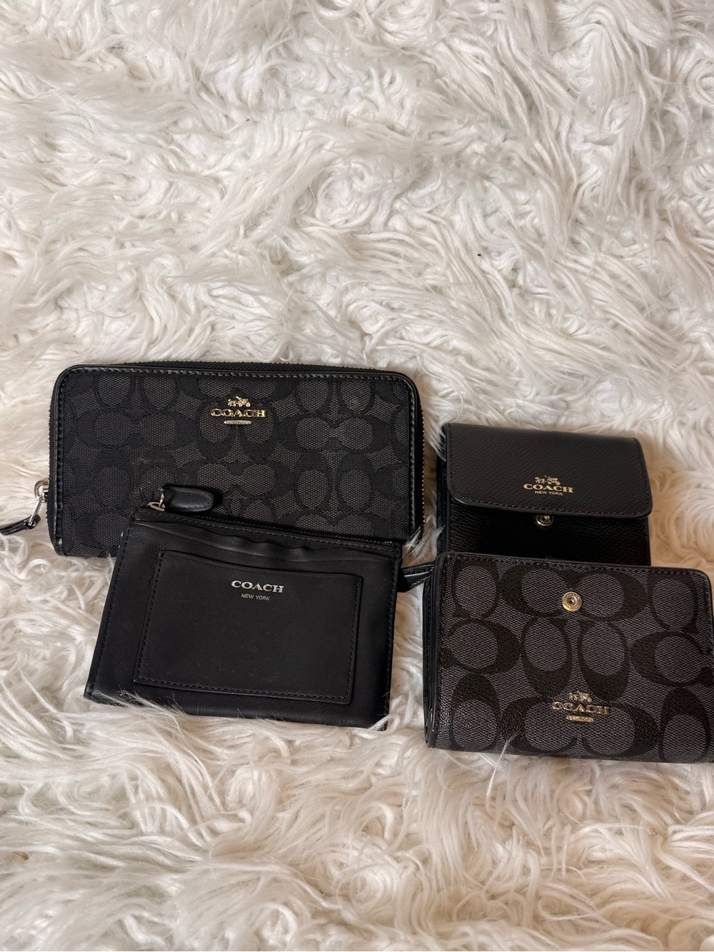 Lot of 4 PROJECT Coach Black Signature Canvas Wallet and Card Holder Set